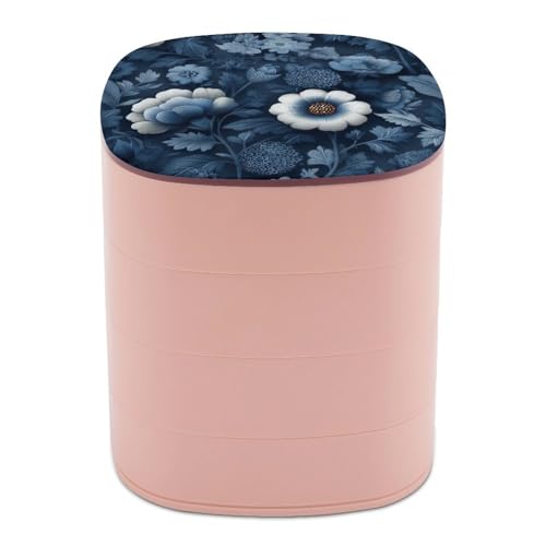 Jubonexis Traditionelle dunkelblaue Blumen- und Blätter-Schmuckschatullen für Frauen, Ohrringhalter, Organizer, drehbarer Schmuck-Organizer für Halsketten, Armbänder, Ringe Jubonexis Traditionelle dunkelblaue Blumen- und Blätter-Schmuckschatullen für Frauen, Ohrringhalter, Organizer, drehbarer Schmuck-Organizer für Halsketten, Armbänder, Ringe von Jubonexis