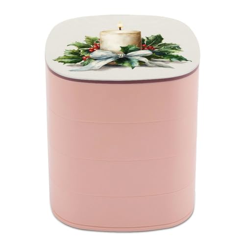 Jubonexis Weihnachtskerze, Stechpalmenblätter, Beeren, Schmuckschatullen für Frauen, Ohrringhalter, Organizer, drehbarer Schmuck-Organizer für Halsketten, Armbänder, Ringe Jubonexis Weihnachtskerze, Stechpalmenblätter, Beeren, Schmuckschatullen für Frauen, Ohrringhalter, Organizer, drehbarer Schmuck-Organizer für Halsketten, Armbänder, Ringe von Jubonexis
