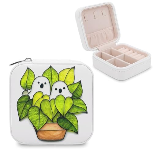 Jubonexis Zwei Geister im Inneren des Blumentopfs, kleine Schmuckschatulle, Schmuck-Organizer, tragbar, PU-Leder, Mini-Reise-Schmuckkoffer Jubonexis Zwei Geister im Inneren des Blumentopfs, kleine Schmuckschatulle, Schmuck-Organizer, tragbar, PU-Leder, Mini-Reise-Schmuckkoffer von Jubonexis
