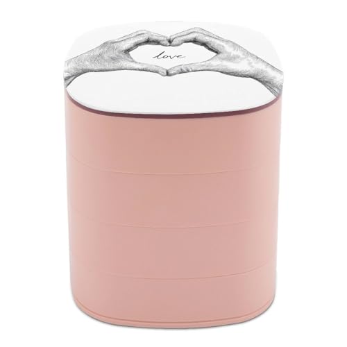Jubonexis Zwei handgefertigte Schmuckschatullen in Herzform für Frauen, Ohrringhalter, Organizer, drehbarer Schmuck-Organizer für Halsketten, Armbänder, Ringe von Jubonexis