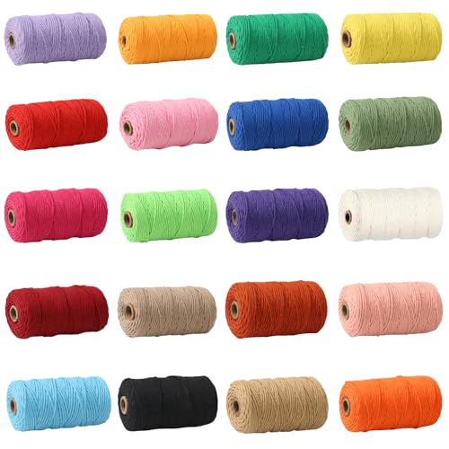 Jubor Makramee Garn 2mm x 30m, 20 Stück Naturliches Baumwollgarn Baumwollkordel, 20 Farbe Makramee Kordel für DIY Handwerk Boho Deko Wandbehang Dekoration Wohnzimmer Balkon Schlafzimmer Jubor Makramee Garn 2mm x 30m, 20 Stück Naturliches Baumwollgarn Baumwollkordel, 20 Farbe Makramee Kordel für DIY Handwerk Boho Deko Wandbehang Dekoration Wohnzimmer Balkon Schlafzimmer von Jubor