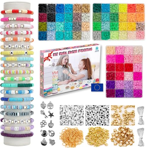 JUCES HOGAR® - 9.000 Stück - Perlen für armbänder - 72 Farben - 6mm - Armbänder selber machen kinder - Perlen set - Schmuck selber machen set - Armband set selber machen na von Juces Hogar