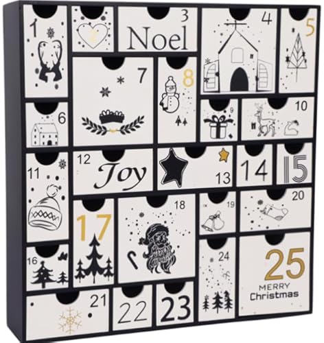 Juegoal Adventskalender Schwarz Holz Adventskalender mit 25 Aufbewahrungsschubladen Countdown bis Weihnachten 2025 Weihnachten Advent Urlaub Dekor Juegoal Adventskalender Schwarz Holz Adventskalender mit 25 Aufbewahrungsschubladen Countdown bis Weihnachten 2025 Weihnachten Advent Urlaub Dekor von Juegoal