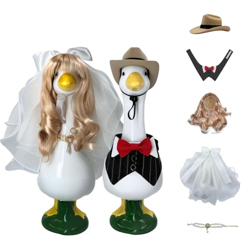Juglok Hochzeits-Veranda-Gans-Outfit-Set, Braut- und Bräutigam-Zubehör für Veranda, Gans, passend für 43,2 - 58,4 cm große Gans, Outdoor, Terrasse, Hof, Rasenkunst, Hochzeitspaar, Average Juglok Hochzeits-Veranda-Gans-Outfit-Set, Braut- und Bräutigam-Zubehör für Veranda, Gans, passend für 43,2 - 58,4 cm große Gans, Outdoor, Terrasse, Hof, Rasenkunst, Hochzeitspaar, Average von Juglok