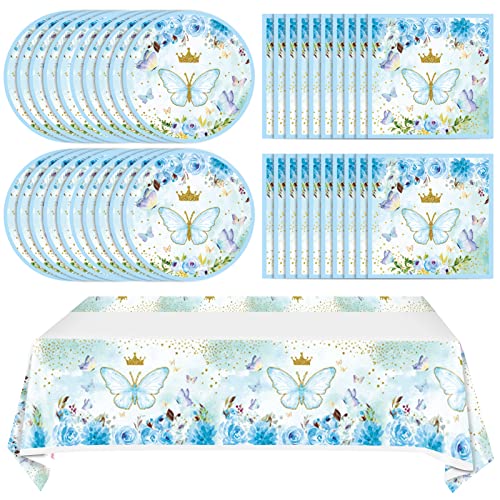 Juhap Schmetterling Geburtstag Party Zubehör, Blau Schmetterling Geschirr sSet Mädchen Baby Shower Dekorationen Enthält 20 Einweg-Schmetterling Pappteller, 20 Servietten und 1 Tischdecke für 20 Gäste Juhap Schmetterling Geburtstag Party Zubehör, Blau Schmetterling Geschirr sSet Mädchen Baby Shower Dekorationen Enthält 20 Einweg-Schmetterling Pappteller, 20 Servietten und 1 Tischdecke für 20 Gäste von Juhap