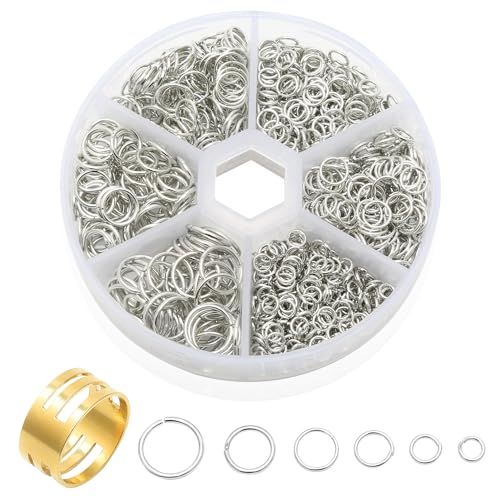 970 Stück Biegeringe Offene Spaltringe Binderinge für Schmuckherstellung, kleine Anhänger, Schlüsselanhänger, DIY-Werkzeug 4 mm, 5 mm, 6 mm, 7 mm, 8 mm, 10 mm, von Juibao