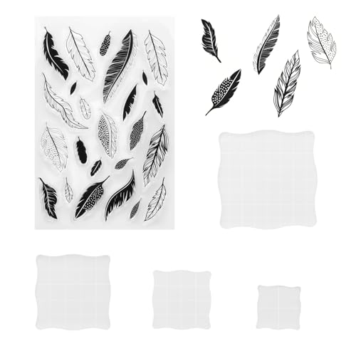 Acrylblock für Silikonstempel Set, 4 Stück Stempelblöcke mit Silikonstempel Blätter, Acryl Stempelblock mit Gitterlinien für Kartenherstellung, Fotoalbum, DIY Scrapbooking Acrylblock für Silikonstempel Set, 4 Stück Stempelblöcke mit Silikonstempel Blätter, Acryl Stempelblock mit Gitterlinien für Kartenherstellung, Fotoalbum, DIY Scrapbooking von Juibao
