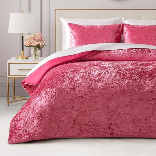 Juicy Couture Bettwäsche-Set für Doppelbetten und Kissenbezüge, Pannesamt, 2-teiliges Twin/Twin XL-Bettwäsche-Set – (1) 172,7 x 228,6 cm Bettdecke und (1) 50,8 x 66 cm Kissenbezug, Hot Pink von Juicy Couture