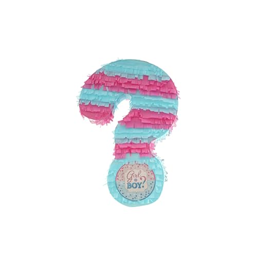 Juicy Products Gender Reveal Pinata - Piñata zum Befüllen mit Konfetti - Gender Reveal Party - Baby Shower Party Dekoration - Gender Reveal Deko - Boy or Girl - Fragezeichen (Blau und Pink) von Juicy Products