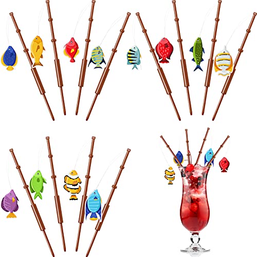 Juinte 24 Stück Angeln Geburtstag Party Dekorationen Fisch Cupcake Pole Picks Angeln Motto Party Supplies Kleine Angler Tropische Vorspeise Pick Cocktail Dekoration für tropische von Juinte