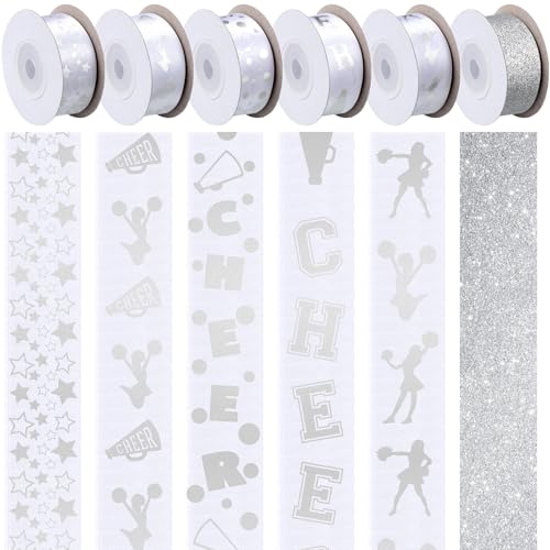 Juinte 6 Rollen 60 Yard 2,2 cm Silber Cheerleading Ripsband Rolle für Fußball Homecoming Mama Party Favor Cheerleader Dekorationen Geschenk Hochzeit Partys Juinte 6 Rollen 60 Yard 2,2 cm Silber Cheerleading Ripsband Rolle für Fußball Homecoming Mama Party Favor Cheerleader Dekorationen Geschenk Hochzeit Partys von Juinte