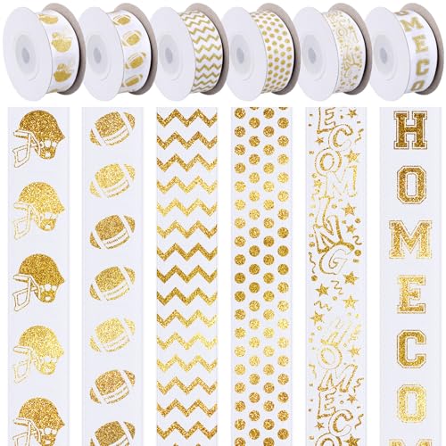 Juinte Glitzerndes Goldband für Mütter, 2,2 cm breit, Fußball-Satinband, Rolle für Geschenkverpackungen, Heimkehr, Mutterbedarf, Fußball, Party, Gastgeschenk, Cheerleader-Dekorationen Juinte Glitzerndes Goldband für Mütter, 2,2 cm breit, Fußball-Satinband, Rolle für Geschenkverpackungen, Heimkehr, Mutterbedarf, Fußball, Party, Gastgeschenk, Cheerleader-Dekorationen von Juinte