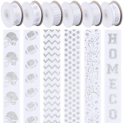 Juinte Glitzerndes silberfarbenes Schleifenband für die Mutter der Heimkehr, 2,2 cm breit, Fußball-Satinband, Rolle für Geschenkverpackungen, Heimkehr, Mutterbedarf, Fußball, Party, Gastgeschenk Juinte Glitzerndes silberfarbenes Schleifenband für die Mutter der Heimkehr, 2,2 cm breit, Fußball-Satinband, Rolle für Geschenkverpackungen, Heimkehr, Mutterbedarf, Fußball, Party, Gastgeschenk von Juinte