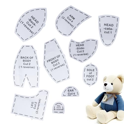 Jukeoiu Erinnerungsbär Nähanleitung,Putziges Puppen Quilt Schablone - Nähübungsvorlagen 10 Stück Für Zuhause Bastelprojekte von Jukeoiu