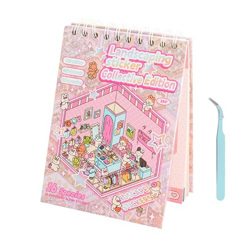 Jukeoiu Szenen Sticker Buch | 3D Raumdekoration Aufkleber,Kreatives Stickerbuch Für Kinder Mädchen Fördern Fähigkeiten Kindergarten Schule Erwachsene Zuhause Spielzeit von Jukeoiu