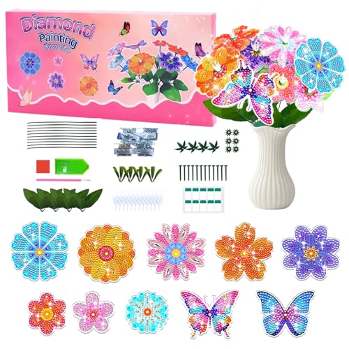 Jukibole DIY Blumen Bastelset für Mädchen ab 5 Jahre, Geburtstagsgeschenk mit Schmetterlingen & Blumen, Umweltfreundliches Acrylmaterial, Kinder Diamond Painting Blumenstrauß, für Kinder, Mädchen Jukibole DIY Blumen Bastelset für Mädchen ab 5 Jahre, Geburtstagsgeschenk mit Schmetterlingen & Blumen, Umweltfreundliches Acrylmaterial, Kinder Diamond Painting Blumenstrauß, für Kinder, Mädchen von Jukibole