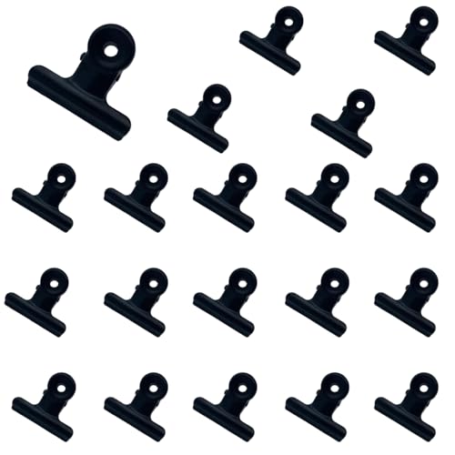 Jukway 20 Stück Metallklammern Bulldog Clips 38mm Binder Clips Büroklammern Briefklemmer Multi-function Papier Clips für Bilder Fotos, Büros, Küche, zu Hause (Schwarz) von Jukway