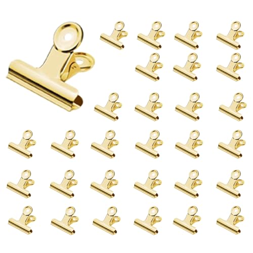 Jukway 30 Stück Metallklammern Bulldog Clips 31mm Binder Clips Büroklammern Briefklemmer Multi-function Papier Clips für Bilder Fotos, Büros, Küche, zu Hause (Gold) von Jukway