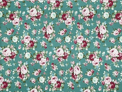 Jukway Baumwollstoff Meterware 190x39 cm, Deko Stoffe zum Nähen, Reine Baumwolle Stoff für DIY Dekoration Tischläufer Tischdecken Tischband Handwerk (39 x190 cm, Grün) von Jukway