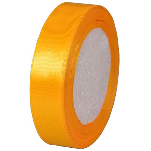 Satinband Orangegelb 20mm, 22 Meters Geschenkband Schleifenband Bänder zum Basteln Nähen, Dekoband Stoffband Bänder für Geschenkverpackungen Haarschleifen Geburtstag Hochzeit Partys Dekoration von Jukway