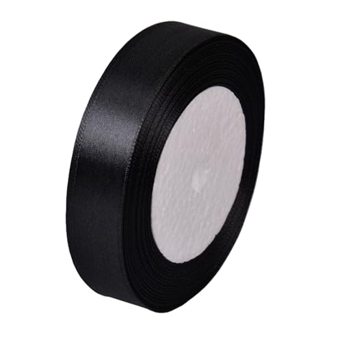 Satinband Schwarz 20mm, 22 Meters Geschenkband Schleifenband Bänder zum Basteln Nähen, Dekoband Stoffband Bänder für Geschenkverpackungen Haarschleifen Dekoration von Jukway