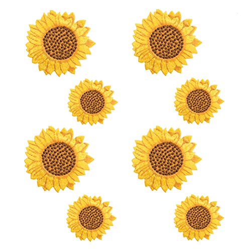 Juland 8PCS Sonnenblume Bestickte Patches zum Aufbügeln mit Hitze oder zum Aufnähen Gestickte individuelle Rucksack-Aufnäher für Männer, Frauen, Jungen, Mädchen, Kinder von Juland