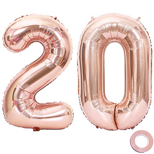 Juland Luftballons 20. Geburtstag XXL Riesen Folienballon Luftballon Zahl 20 Rose Gold Nummer Ballons Große Folienmylar-Ballons 40-Zoll-Riesen-Jumbo-Zahl-Ballons für 20. Geburtstagsfeierdekorationen Juland Luftballons 20. Geburtstag XXL Riesen Folienballon Luftballon Zahl 20 Rose Gold Nummer Ballons Große Folienmylar-Ballons 40-Zoll-Riesen-Jumbo-Zahl-Ballons für 20. Geburtstagsfeierdekorationen von Juland