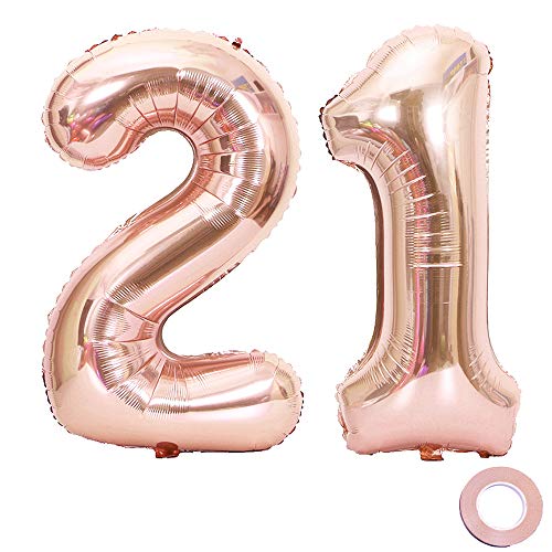 Juland Luftballons 21. Geburtstag XXL Riesen Folienballon Zahl 21 12 Rose Gold Nummer Ballons Große Folienmylar-Ballons 40-Zoll-Riesen-Jumbo-Zahl-Ballons zum 21. Geburtstag Partydekorationen Juland Luftballons 21. Geburtstag XXL Riesen Folienballon Zahl 21 12 Rose Gold Nummer Ballons Große Folienmylar-Ballons 40-Zoll-Riesen-Jumbo-Zahl-Ballons zum 21. Geburtstag Partydekorationen von Juland