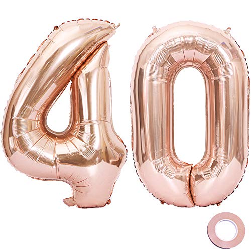 Juland Luftballons 40. Geburtstag XXL Riesen Folienballon Luftballon Zahl 40 Rose Gold Nummer Ballons Große Folienmylar-Ballons 40-Zoll-Riesen-Jumbo-Zahl-Ballons für Geburtstagsfeierdekorationen Juland Luftballons 40. Geburtstag XXL Riesen Folienballon Luftballon Zahl 40 Rose Gold Nummer Ballons Große Folienmylar-Ballons 40-Zoll-Riesen-Jumbo-Zahl-Ballons für Geburtstagsfeierdekorationen von Juland