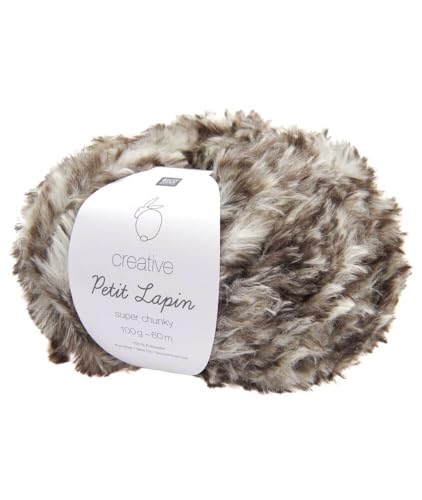 Jules Geschenkevitrine 100g Creative Petit Lapin super chunky - Farbe: taupe-weiß - für unglaublich weiche Fellflächen von Jules Geschenkevitrine