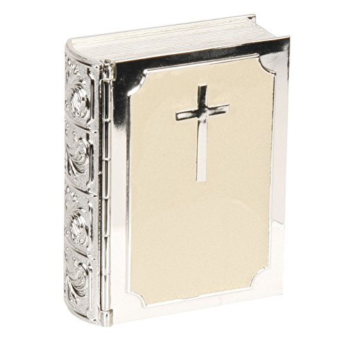 CG225 Schmuckkästchen, Bibel-Design, versilbert, cremefarbenes Epoxidharz, Andenken-Box, Taufe, Konfirmation, Erstkommunion von Juliana