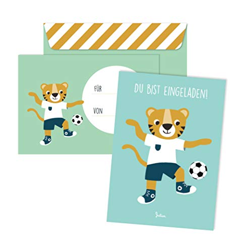 Einladungskarten Kindergeburtstag | 6 Karten mit Umschlag | 6er Set | Geburtstagseinladungen für Jungs und Mädchen (Fußball) von Julica