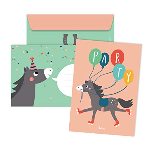 Einladungskarten Kindergeburtstag | 6 Karten mit Umschlag | 6er Set | Geburtstagseinladungen für Jungs und Mädchen (Pferd) von Julica