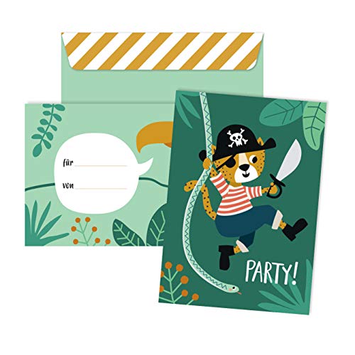 Einladungskarten Kindergeburtstag | 6 Karten mit Umschlag | 6er Set | Geburtstagseinladungen für Jungs und Mädchen (Pirat) von Julica
