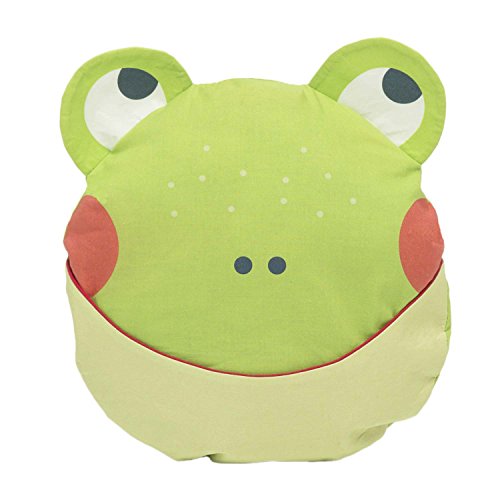 Julica Design Kuschelkissen Kinder | Tier | Dekokissen Kinderzimmer | Schmusekissen mit Tasche im Maul … (Frosch) von JulicaDesign