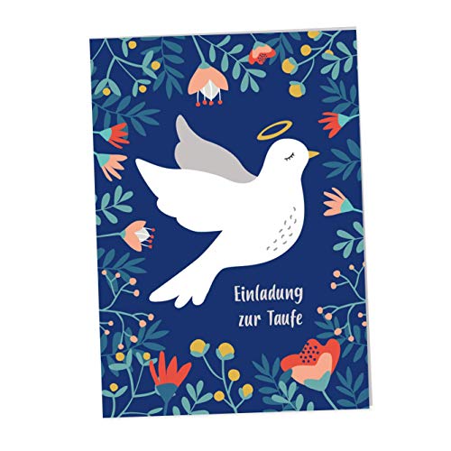 JulicaDesign Einladung Taufe | 6 Klappkarten mit Umschlag | Taufeinladungen für Jungen und Mädchen (Blau) von JulicaDesign
