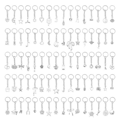 30 Stück Antik-Silber-Legierungs-Schlüsselanhänger mit Charms für Rucksack-Dekoration, DIY-Handwerk, Schlüssel, Reißverschlussschieber 30 Stück Antik-Silber-Legierungs-Schlüsselanhänger mit Charms für Rucksack-Dekoration, DIY-Handwerk, Schlüssel, Reißverschlussschieber von Julie Wang