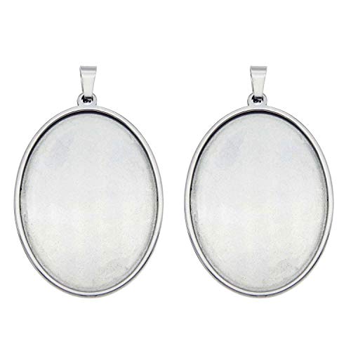 Julie Wang 10 stücke Edelstahl Oval Lünette Blank Tablett für Cabochons Cameo Harz Foto Schmuck Machen 40x30mm Julie Wang 10 stücke Edelstahl Oval Lünette Blank Tablett für Cabochons Cameo Harz Foto Schmuck Machen 40x30mm von Julie Wang
