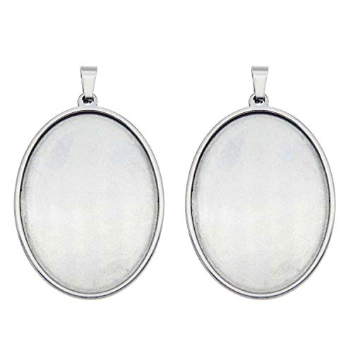 Julie Wang 10 stücke Edelstahl Oval Lünette Blank Tablett für Cabochons Cameo Harz Foto Schmuck Machen 40x30mm von Julie Wang