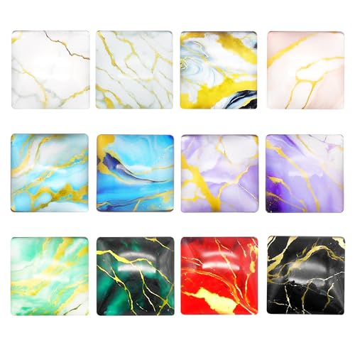 Julie Wang 24 PCS Gemusterte Marmorierte Glas-Cabochons - Flachrückige Cabs für Schmuckherstellung, Halsketten, Bezelfassungen und DIY Quadratisch 25mm Julie Wang 24 PCS Gemusterte Marmorierte Glas-Cabochons - Flachrückige Cabs für Schmuckherstellung, Halsketten, Bezelfassungen und DIY Quadratisch 25mm von Julie Wang