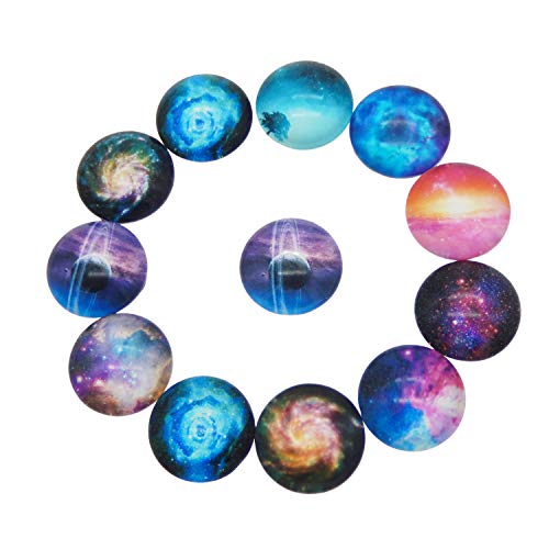 Julie Wang 40pcs Bunte Runde Glas Cabochon Patch Edelstein Galaxy Muster Halskette Schlüsselanhänger Schmuck Zubehör 20mm Julie Wang 40pcs Bunte Runde Glas Cabochon Patch Edelstein Galaxy Muster Halskette Schlüsselanhänger Schmuck Zubehör 20mm von Julie Wang