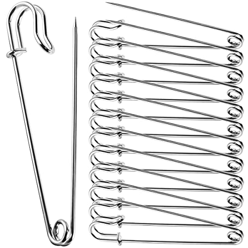 Große Sicherheitsnadeln, stark für Kleidung, 10,2 cm, 12 Stück, Metall, strapazierfähige Deckennadeln, extra große Stahlwindelnadeln, von Juliyeh