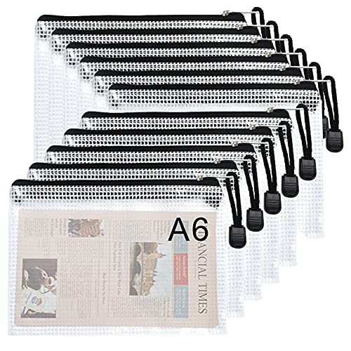 10 Stück Dokumententasche Netztasche A6 Datei Taschen mit Reißverschluss Zipperbeutel Reißverschluss für Datei, Papier, Dokumente von Juliyeh