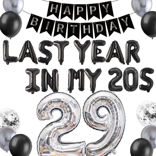 29. Geburtstag Party Dekorationen für Männer Frauen Silber Schwarz Last Year in My 20s Nummer 29 Folienballons Geburtstagsbanner Lustige Prost 29 Jahre alt Not 30 Yet 29th Birthday Party Supplies (29) 29. Geburtstag Party Dekorationen für Männer Frauen Silber Schwarz Last Year in My 20s Nummer 29 Folienballons Geburtstagsbanner Lustige Prost 29 Jahre alt Not 30 Yet 29th Birthday Party Supplies (29) von JumDaQQ