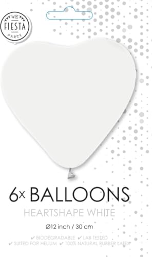 Jumadas - Herzballons für Hochzeit, Hochzeit, Mutterschaftsfeier - Weiße Partyballons - 6 Teile pro Set von Jumada