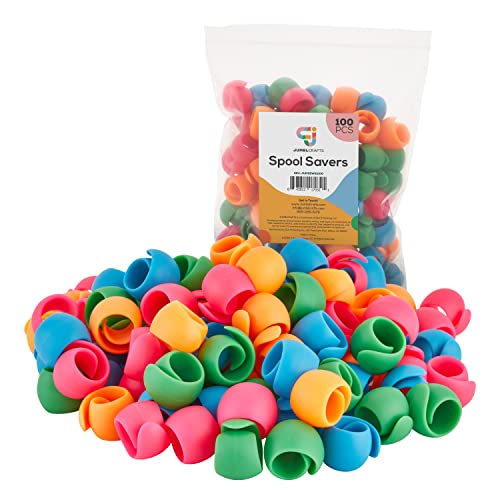 JumblCrafts 100 Stk. Garnrollenschoner für Näh-/Stickgarne – Flexible Spulenumarmungen verhindern lose Enden und Garnverwicklungen von JumblCrafts
