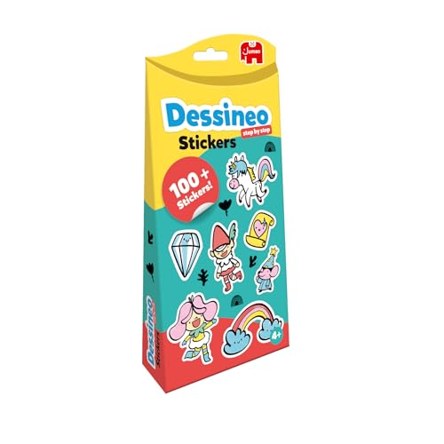 Jumbo 1110100149 Dessineo Stickers Theme Pack - Feeën & Eenhoorns Aufkleber für Kinder, schwarz, weiß von Jumbo