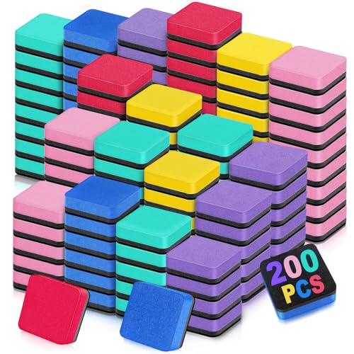 200 Stück trocken abwischbare Mini-Radiergummis, magnetisch, trocken abwischbar, quadratisch, 6 Farben, ideal für Kreidetafel-Reiniger, perfekt für Kinder, Klassenzimmer, Zuhause und Büro (4,5 x 5,9 200 Stück trocken abwischbare Mini-Radiergummis, magnetisch, trocken abwischbar, quadratisch, 6 Farben, ideal für Kreidetafel-Reiniger, perfekt für Kinder, Klassenzimmer, Zuhause und Büro (4,5 x 5,9 von Jumlys