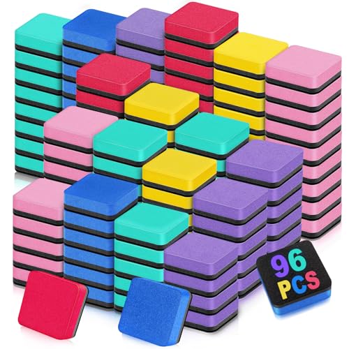 96 Stück trocken abwischbare Mini-Radiergummis, magnetisch, trocken abwischbar, quadratisch, bunt, ideal für Kreidetafel-Reiniger, perfekt für Kinder, Klassenzimmer, Zuhause und Büro (4,5 x 5,9 cm) 96 Stück trocken abwischbare Mini-Radiergummis, magnetisch, trocken abwischbar, quadratisch, bunt, ideal für Kreidetafel-Reiniger, perfekt für Kinder, Klassenzimmer, Zuhause und Büro (4,5 x 5,9 cm) von Jumlys