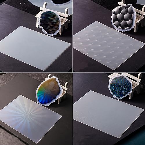 Holografische Silikon-Einlagenblätter, Effektfüller, Einsatzmuster für Harz, Epoxidharz, Gießform, DIY, Basteln, Hinzufügen von Laserkunst, Untersetzer, dekorativ, 4 Stück Holografische Silikon-Einlagenblätter, Effektfüller, Einsatzmuster für Harz, Epoxidharz, Gießform, DIY, Basteln, Hinzufügen von Laserkunst, Untersetzer, dekorativ, 4 Stück von Jumyee